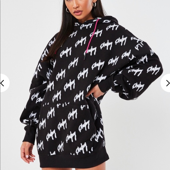 Playboy Tops | Playboy Black Neon Drawstring Oversized Hoodie | Color: Black/White | Size: 4 | Sammyerica's Closet